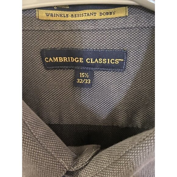 Cambridge Classic Men's Shirt Sz.15.5 32/33 Gray Button Down Long Sleeve - Picture 3 of 7